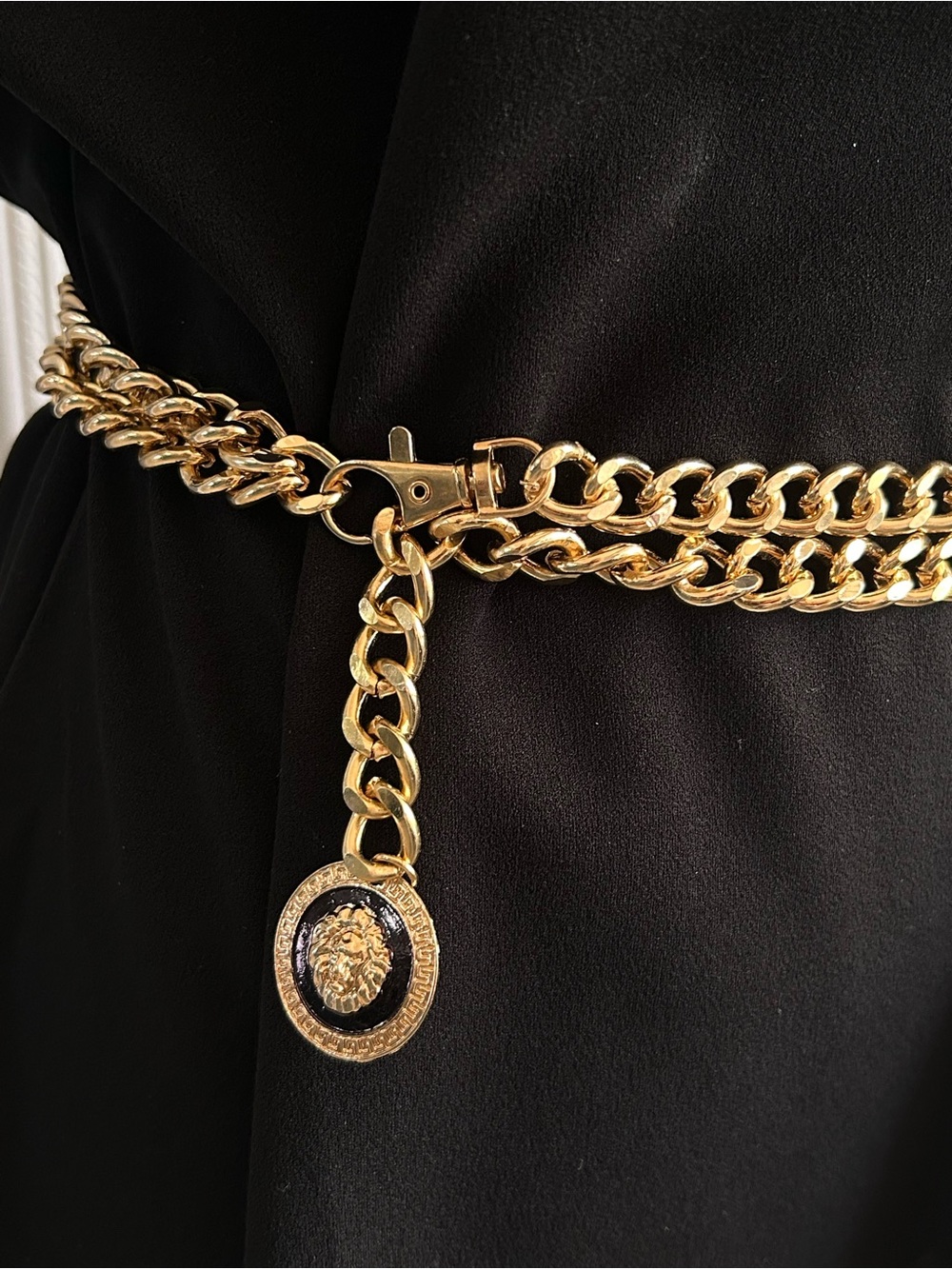 Women Fashion Gold Metal Chain Link Lion Head Charm Waist Size S M L XL